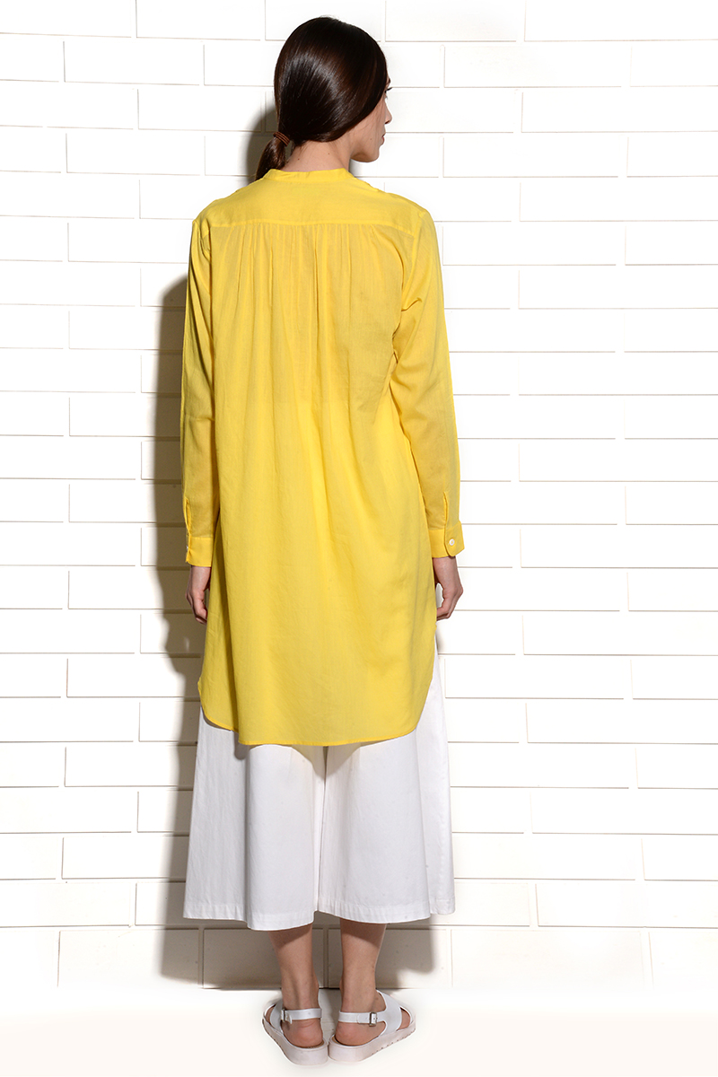 Juicy Lemon Citron Tunic Dress with pleats at yoke